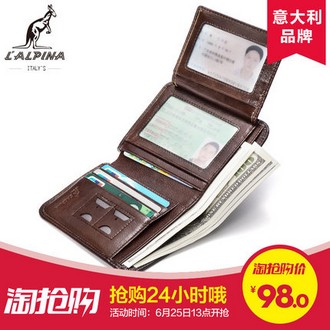 L＇ALPINA 阿尔皮纳袋鼠 男士短款真皮钱夹