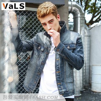 VALS 春秋男修身短款牛仔夹克