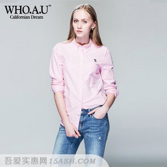 WHO.A.U WHYW62141C 长袖小熊刺绣衬衫