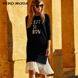 Vero Moda 字母印花直筒中长款针织衫A316424530