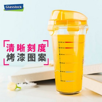 Glasslock带盖刻度玻璃杯便携水杯