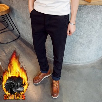 冬季潮男士休闲裤冬装青少年加厚小脚男裤