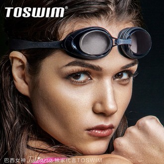 巴西国际超模代言 拓胜 TOSWIM 高清防雾大框近视泳眼镜